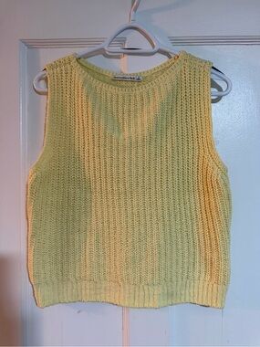 Abercrombie & Fitch Pale Yellow Crochet Knit Tank